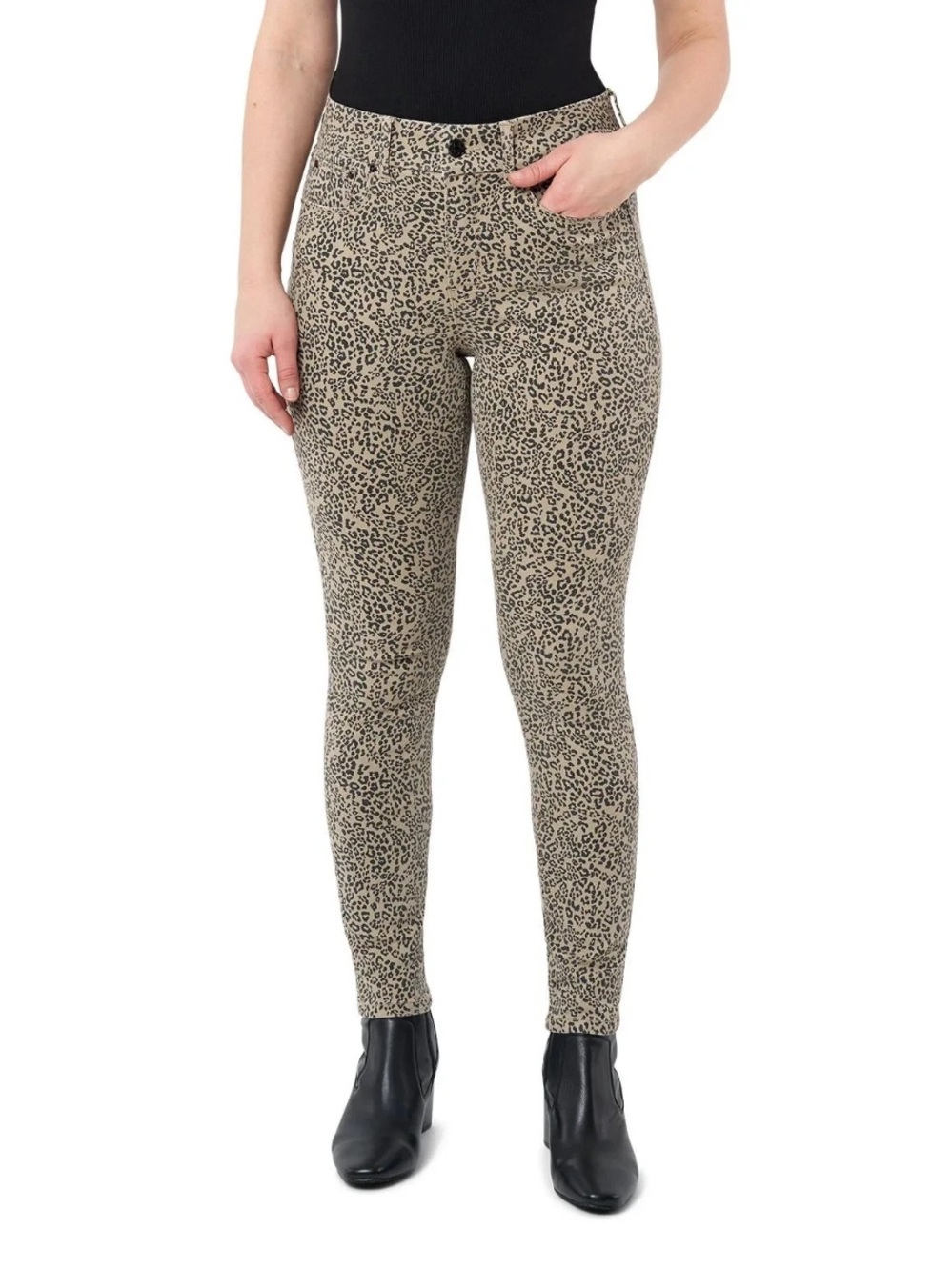 Seven7 Animal Print Leopard Tummyless High Rise Skinny Jeans